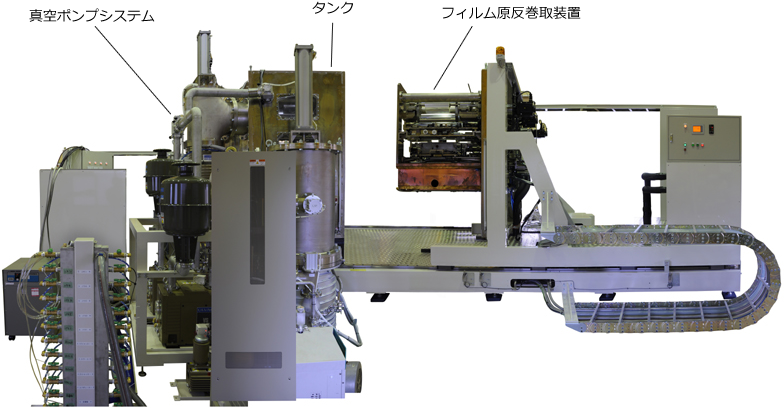 量産型フィルム蒸着機(タンクOPEN状態)